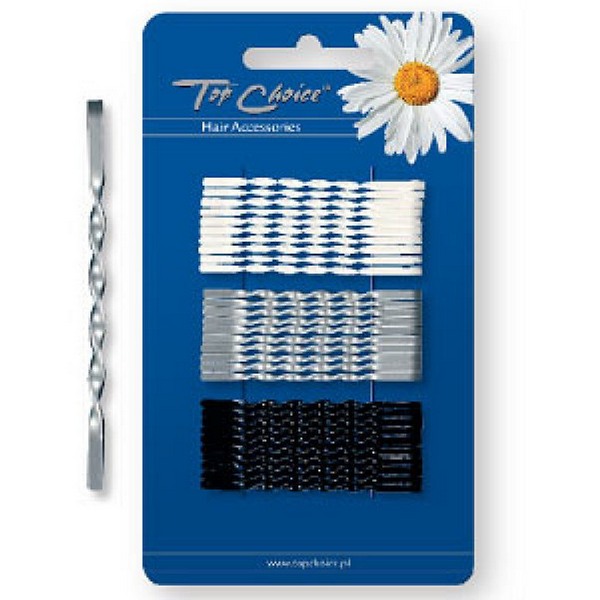 Top Choice Hairpins White, Grey and Black, 24pcs